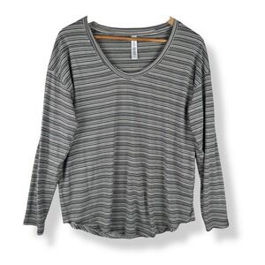 Athleta Top Women Size Large Cloudlight Stratus Striped Relaxed Athleisure‎